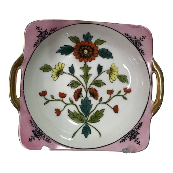 Vtg Noritake Serving Dish Bowl Pink Luster Gold Detail Square Mid-Century Modern - Picture 3 of 6